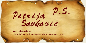 Petrija Savković vizit kartica